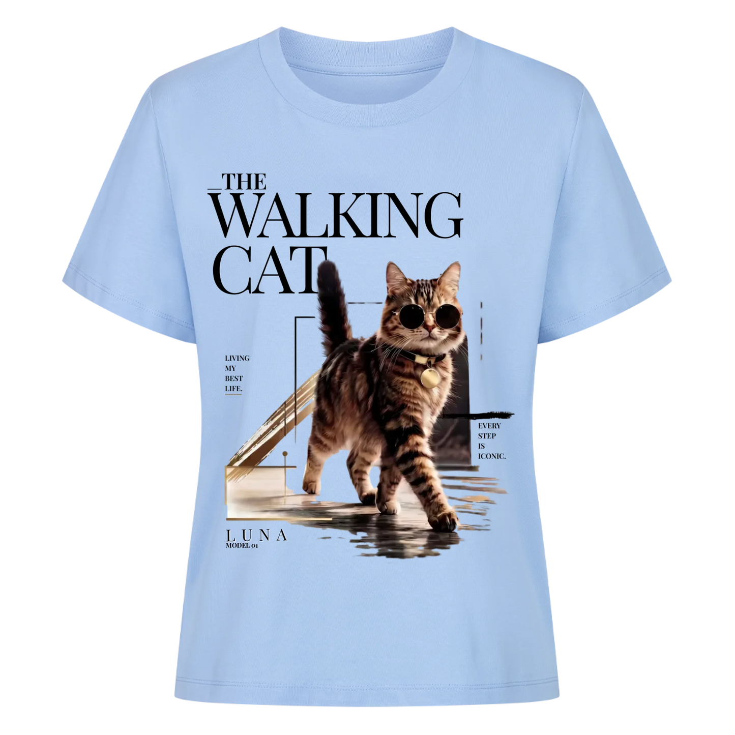 Walking Cat T-Shirt - Eigenes Foto + Name