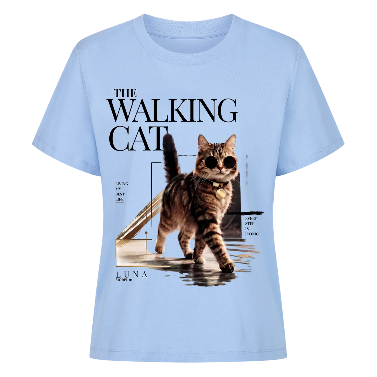 Walking Cat T-Shirt - Eigenes Foto + Name