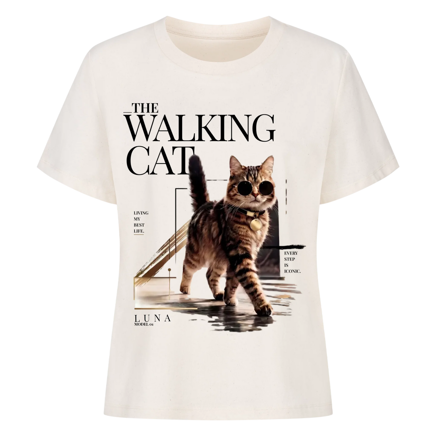 Walking Cat T-Shirt - Eigenes Foto + Name