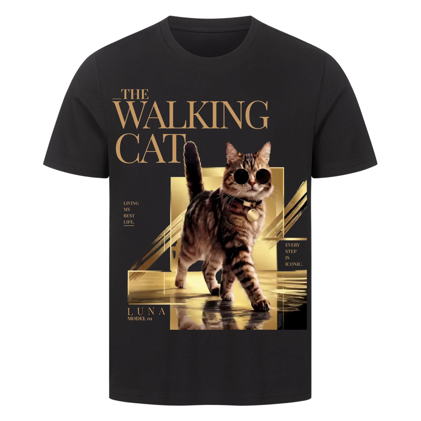 Walking Cat T-Shirt - Eigenes Foto + Name