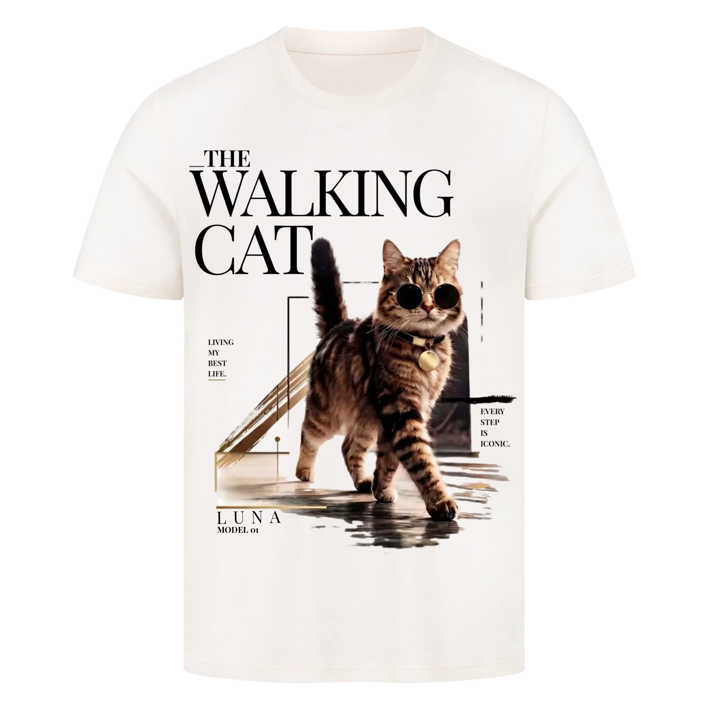 Walking Cat T-Shirt - Eigenes Foto + Name