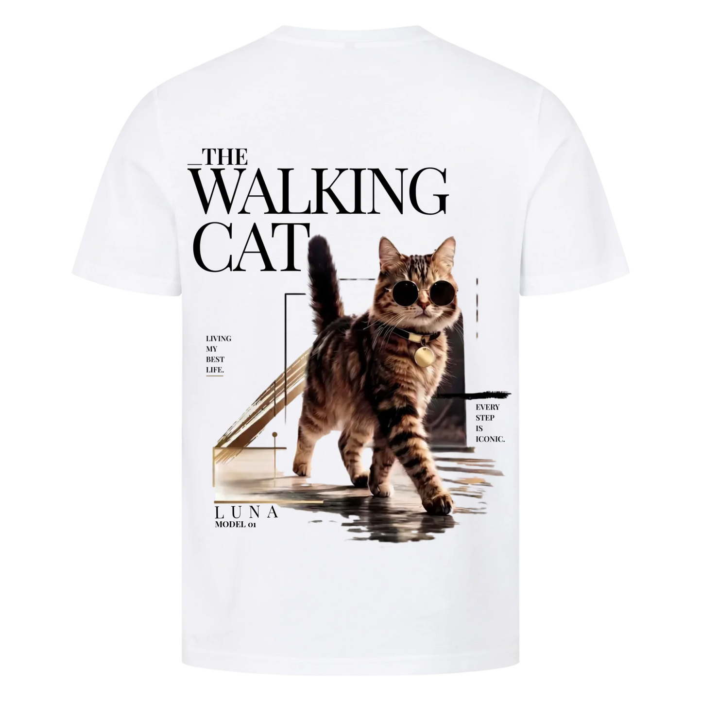 Walking Cat T-Shirt - Eigenes Foto + Name