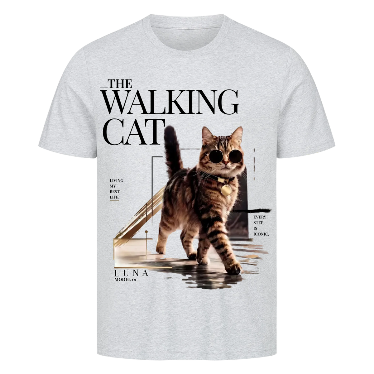 Walking Cat T-Shirt - Eigenes Foto + Name