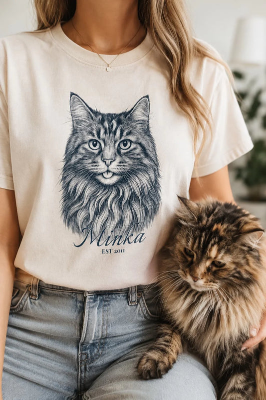 Gravur Stil T-Shirt - Eigenes Bild+ Name