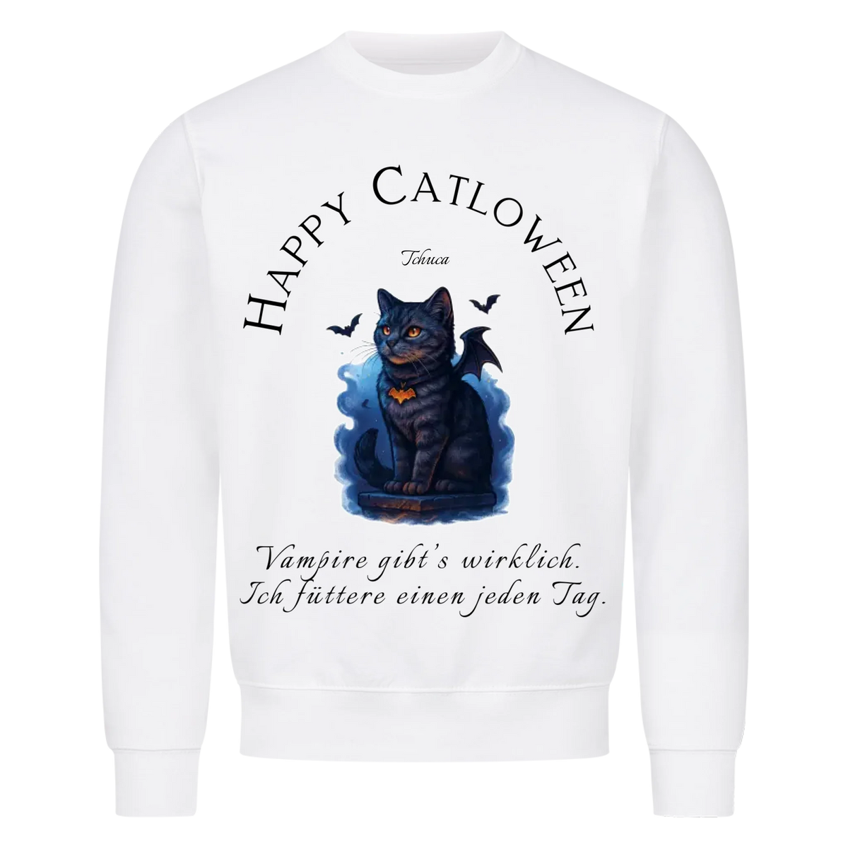 Happy Catloween Vampir Sweatshirt - Eigenes Bild + Name