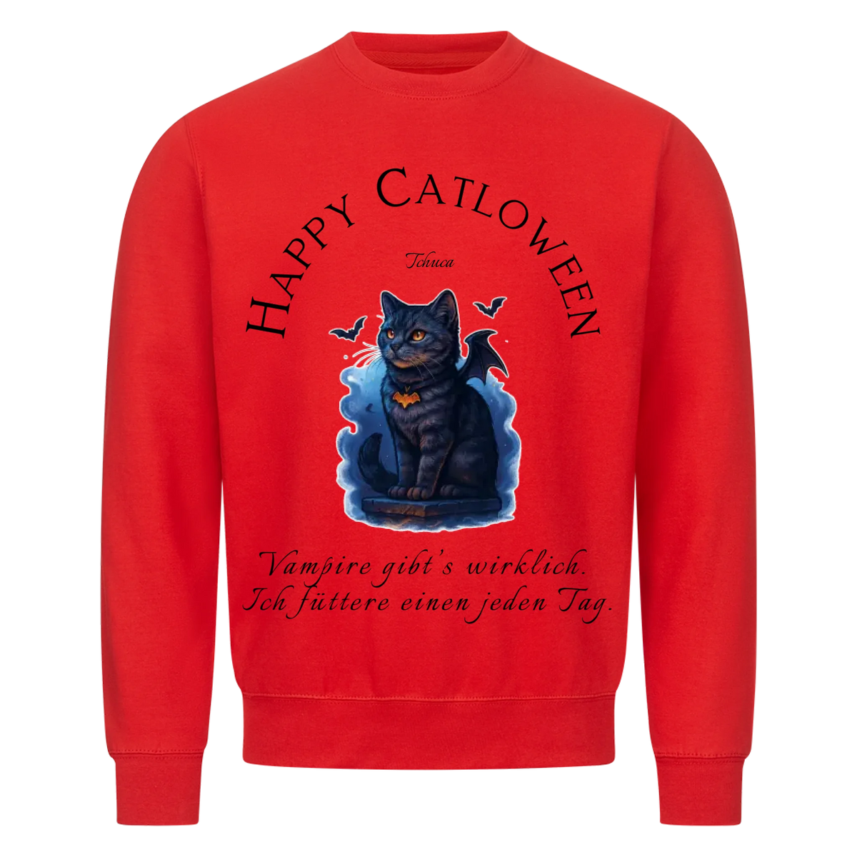 Happy Catloween Vampir Sweatshirt - Eigenes Bild + Name