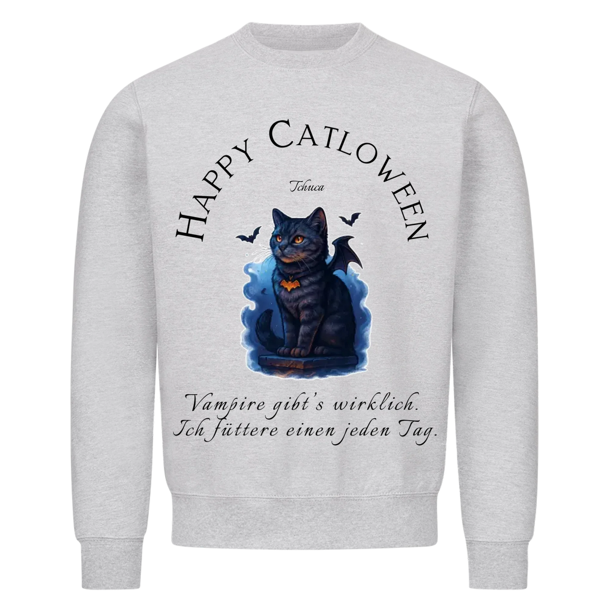Happy Catloween Vampir Sweatshirt - Eigenes Bild + Name