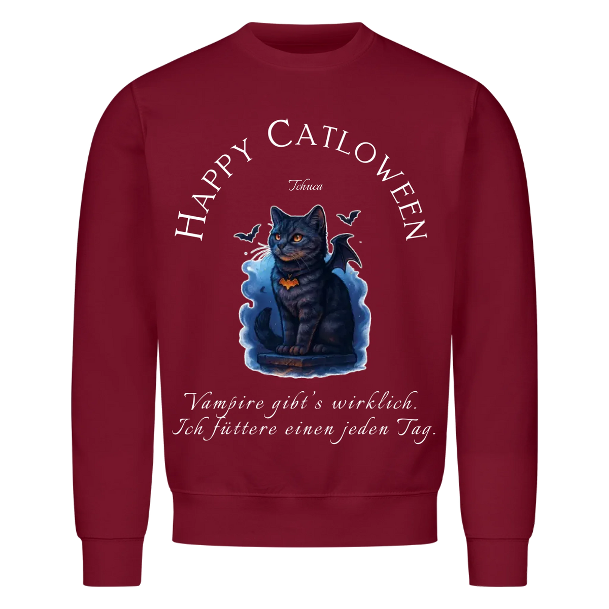 Happy Catloween Vampir Sweatshirt - Eigenes Bild + Name