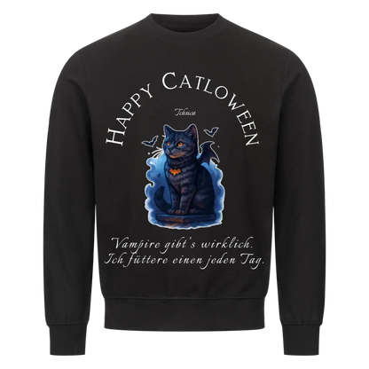 Happy Catloween Vampir Sweatshirt - Eigenes Bild + Name