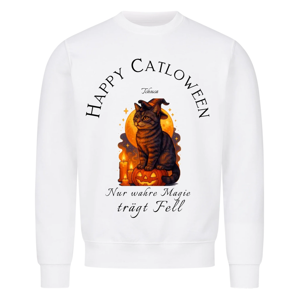 Happy Catloween Hexe Sweatshirt - Eigenes Bild + Name