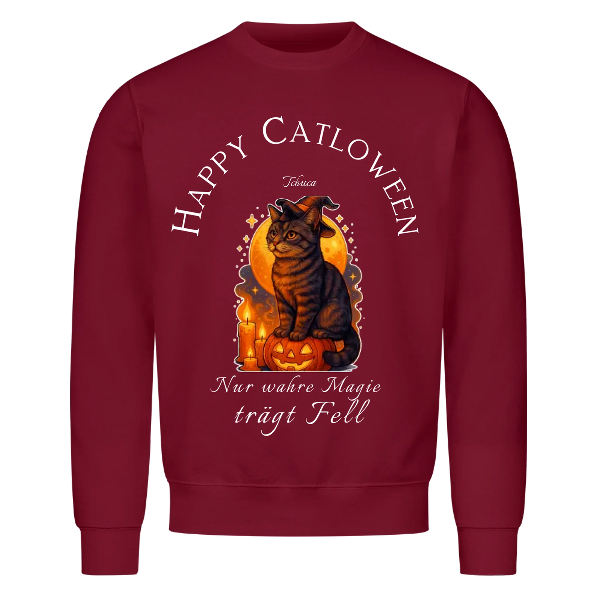 Happy Catloween Hexe Sweatshirt - Eigenes Bild + Name