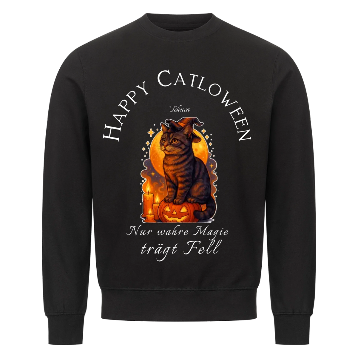 Happy Catloween Hexe Sweatshirt - Eigenes Bild + Name