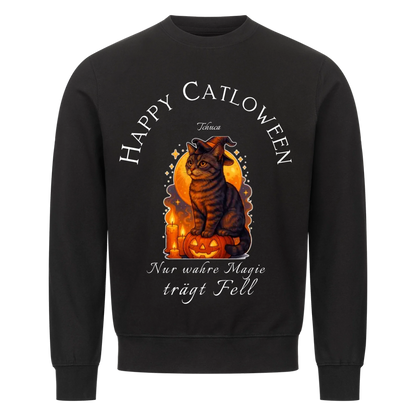 Happy Catloween Hexe Sweatshirt - Eigenes Bild + Name