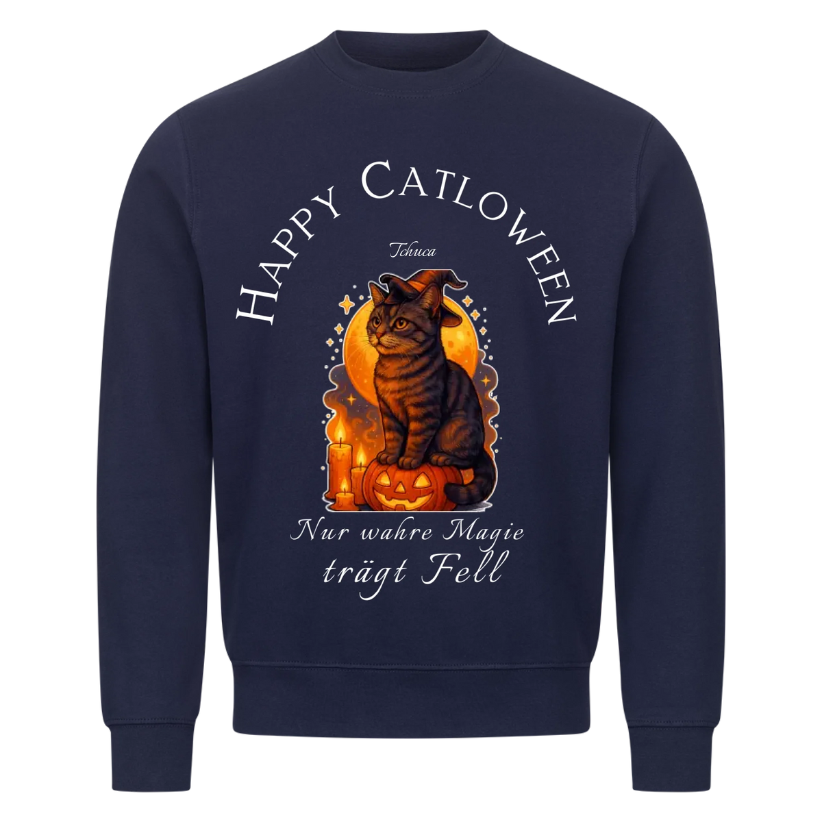 Happy Catloween Hexe Sweatshirt - Eigenes Bild + Name