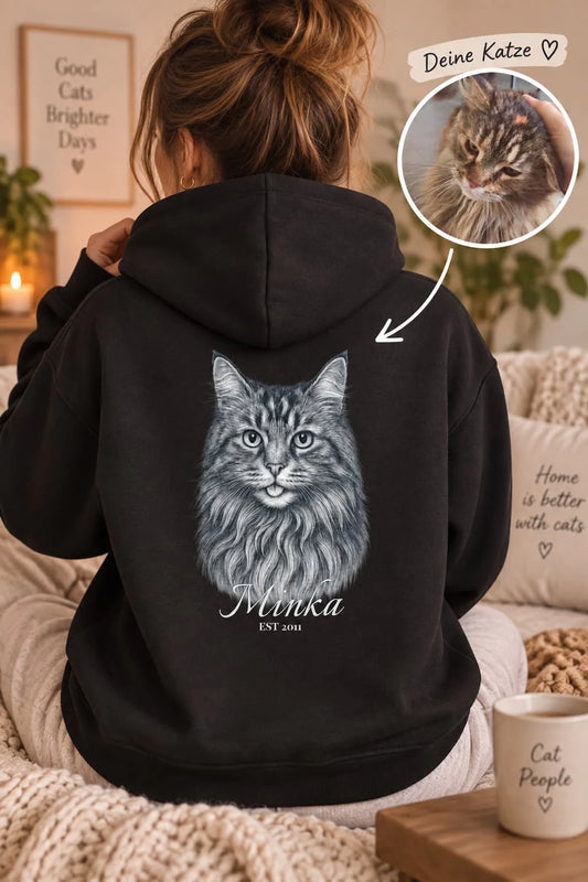 Gravur Stil Backprint Hoodie - Eigenes Bild+ Name