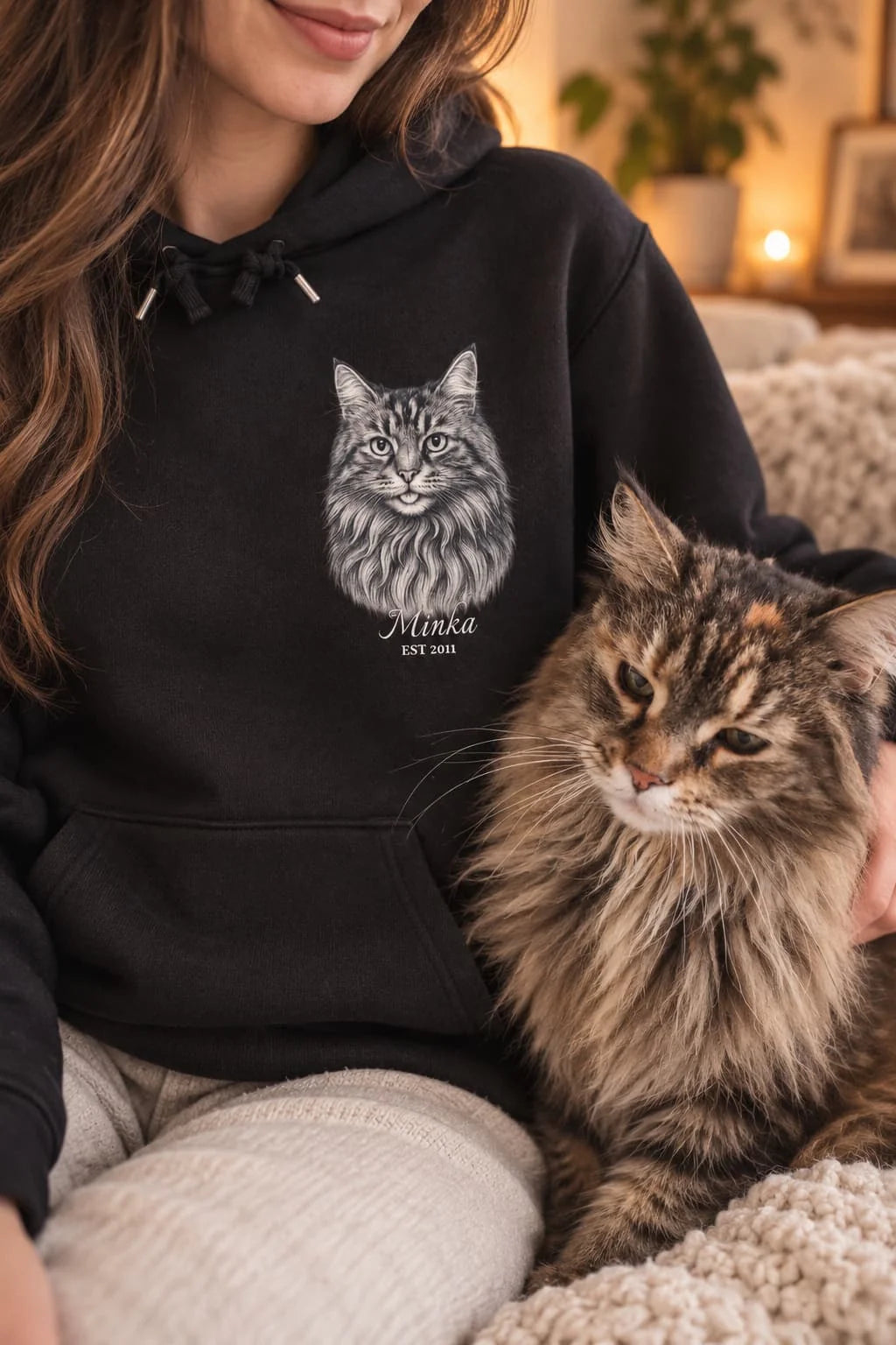 Gravur Stil Premium Hoodie - Eigenes Bild+ Name
