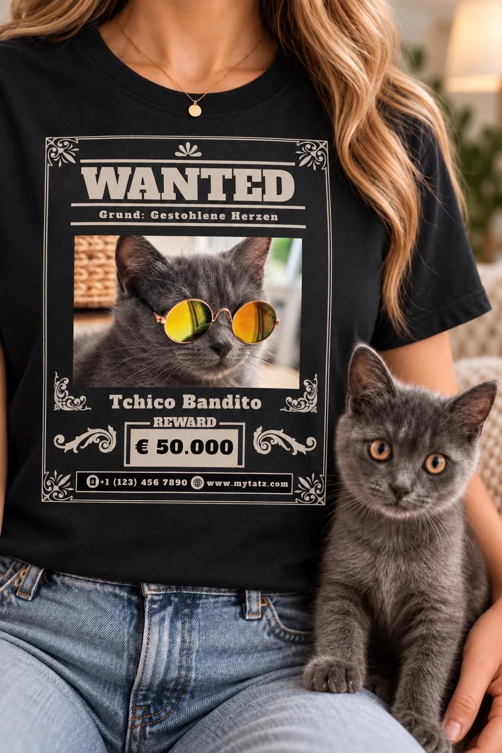 Wanted T-Shirt - Eigene Fotos, Namen + Text