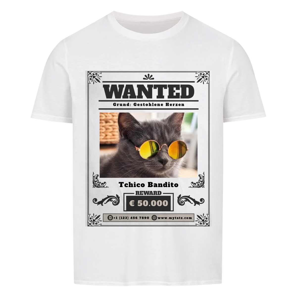 Wanted T-Shirt - Eigene Fotos, Namen + Text