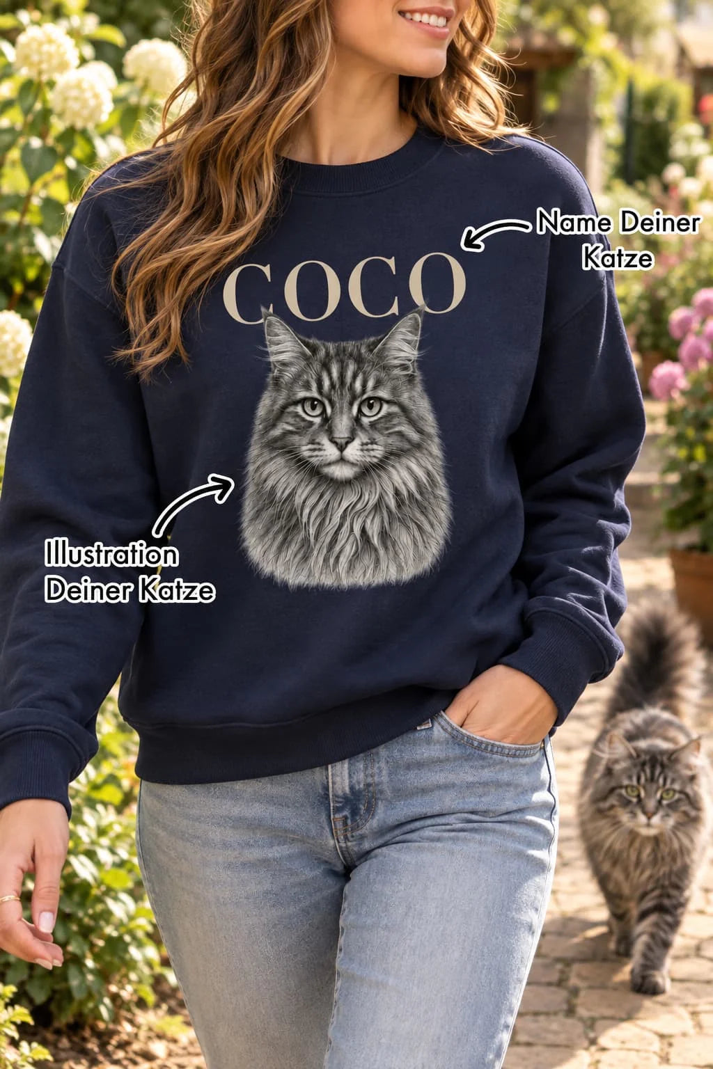 Katze Retro - Personalisierter Sweater