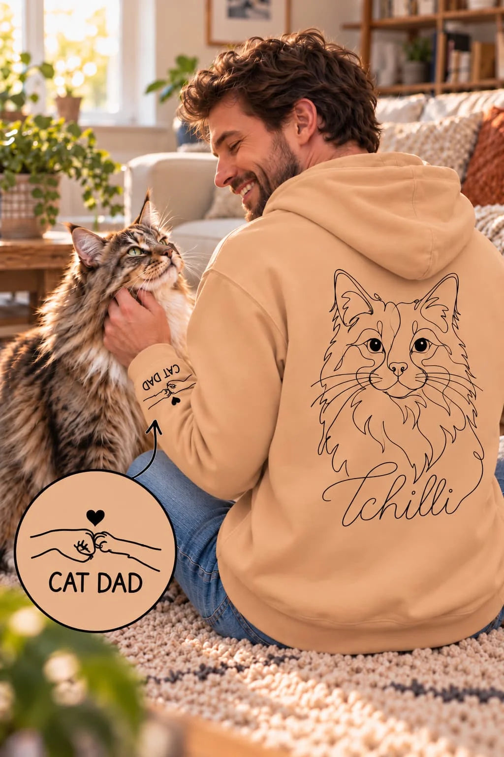 Cat Dad - Hoodie mit Ärmeldruck I