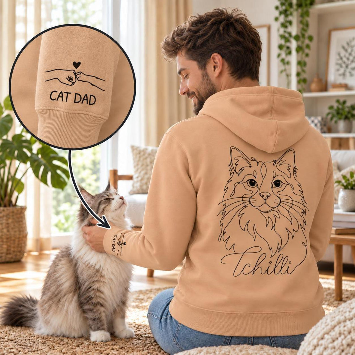 Cat Dad - Hoodie mit Ärmeldruck I
