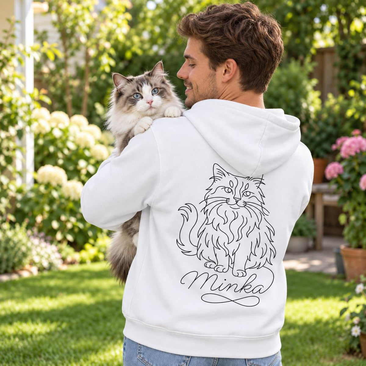 Cat Dad - Hoodie mit Ärmeldruck I