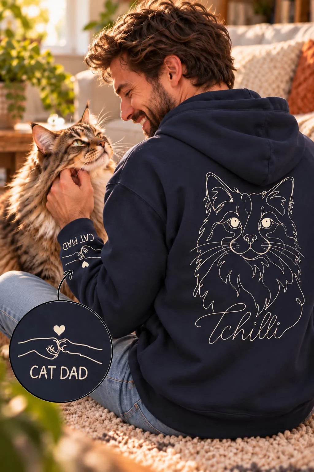 Cat Dad - Hoodie mit Ärmeldruck II