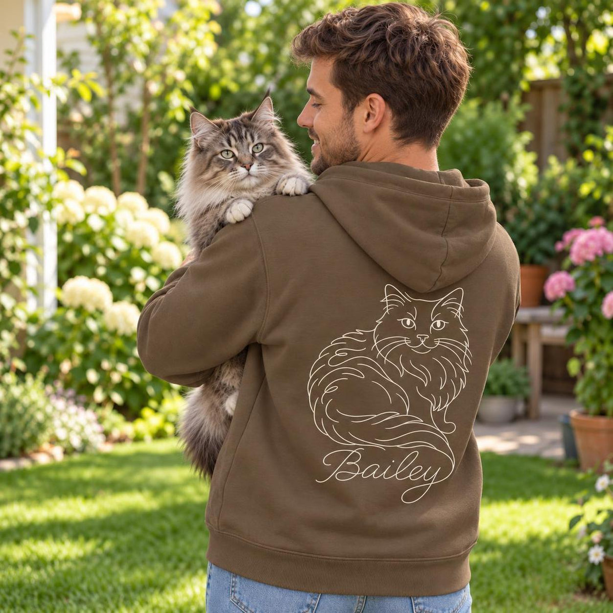 Cat Dad - Hoodie mit Ärmeldruck II