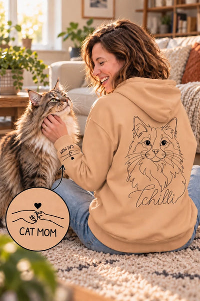Cat Mom - Hoodie mit Ärmeldruck I