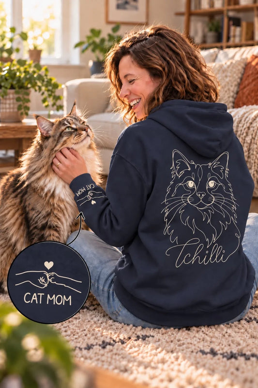 Cat Mom - Hoodie mit Ärmeldruck II