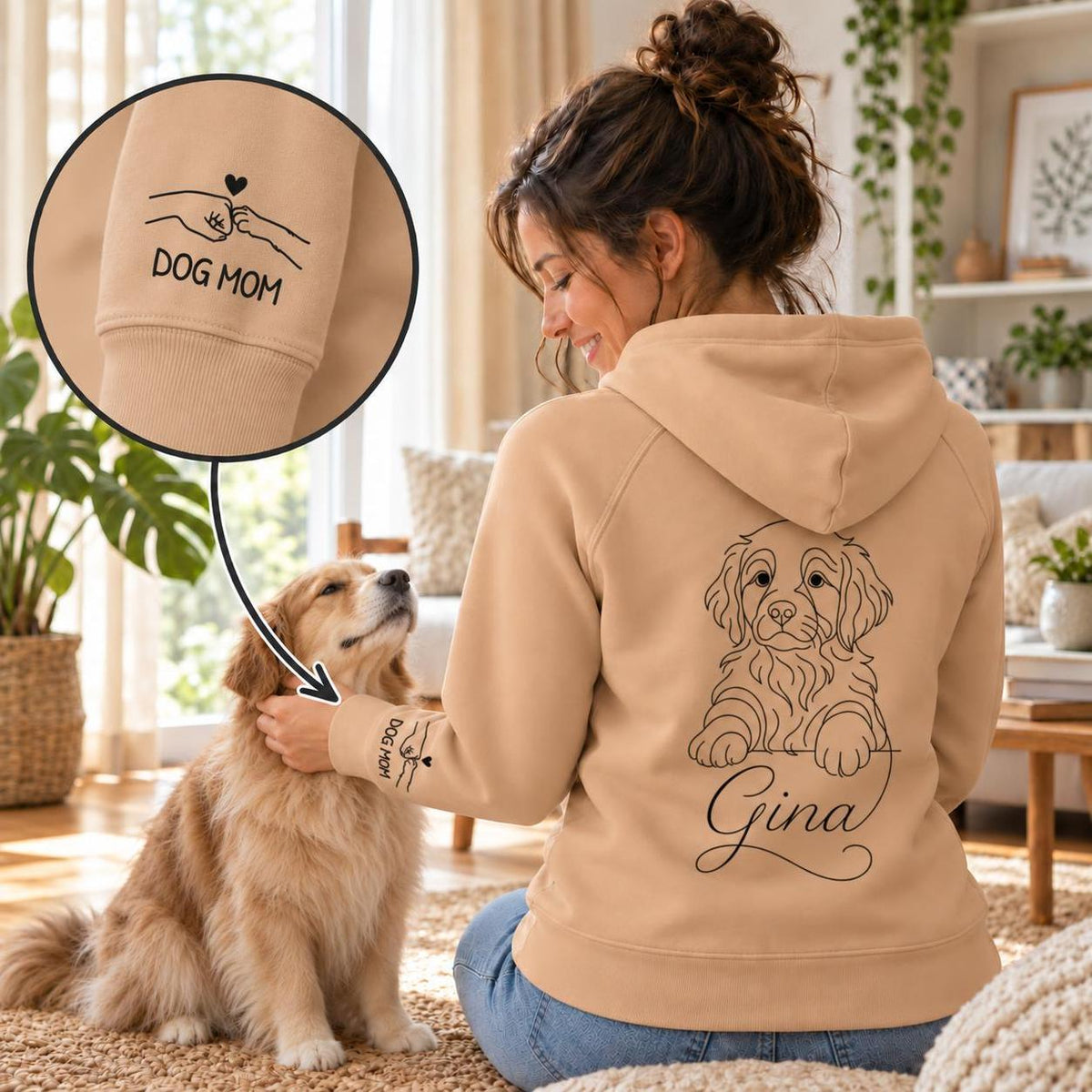 Dog Mom - Hoodie mit Ärmeldruck I
