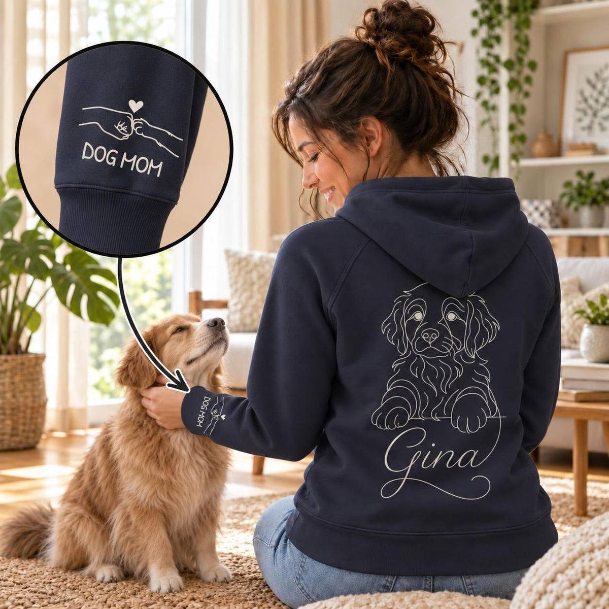 Dog Mom - Hoodie mit Ärmeldruck II