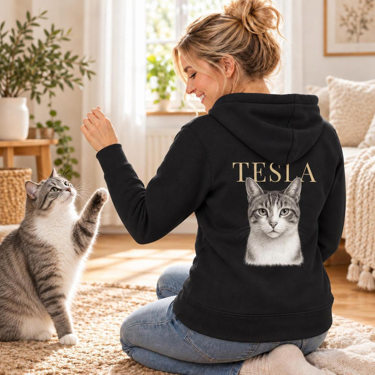 Katze Retro - Personalisierter Hoodie