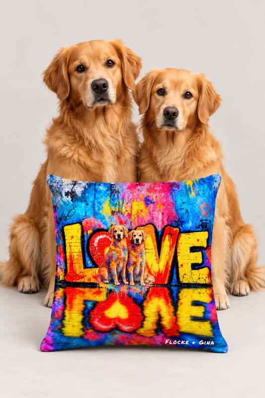 Kissen Hund "LOVE Graffiti"