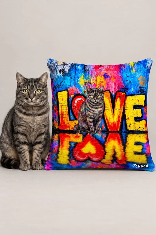 Kissen Katze "LOVE Graffiti"