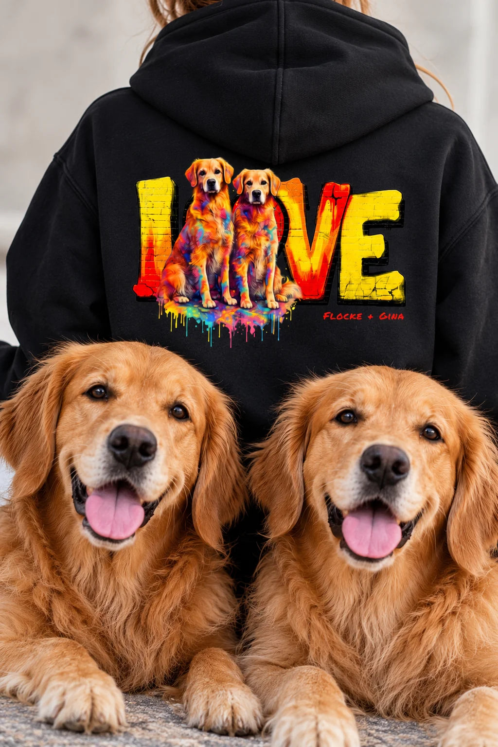 LOVE Graffiti Hunde - Personalisierter Hoodie