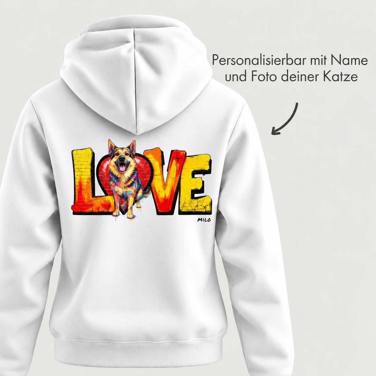 LOVE Graffiti Hunde - Personalisierter Hoodie