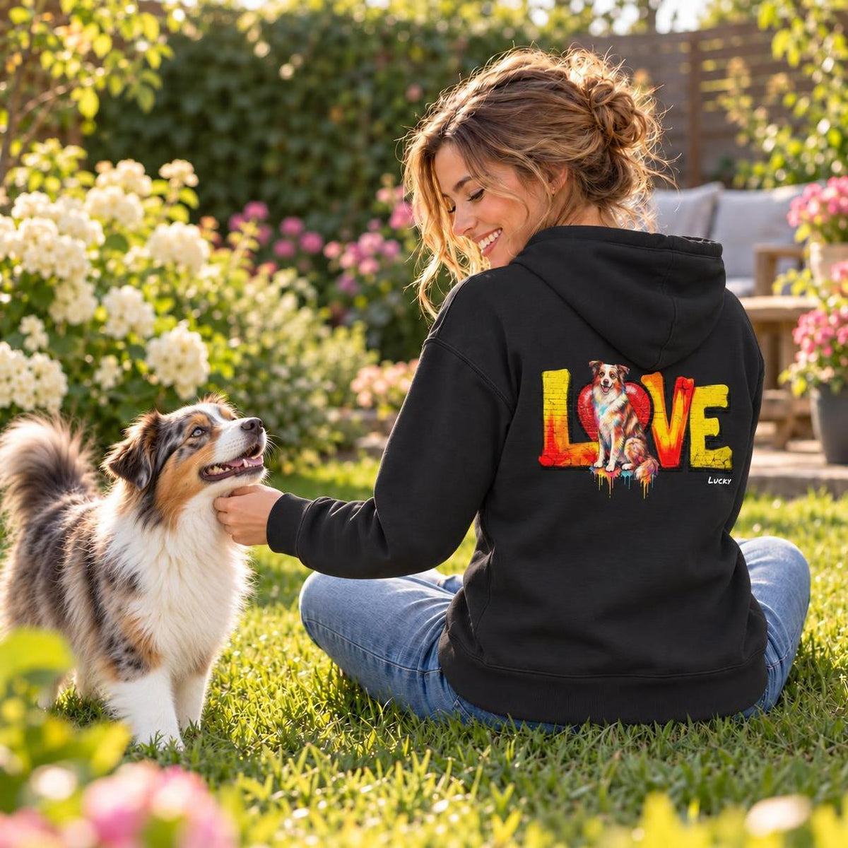 LOVE Graffiti Hunde - Personalisierter Hoodie