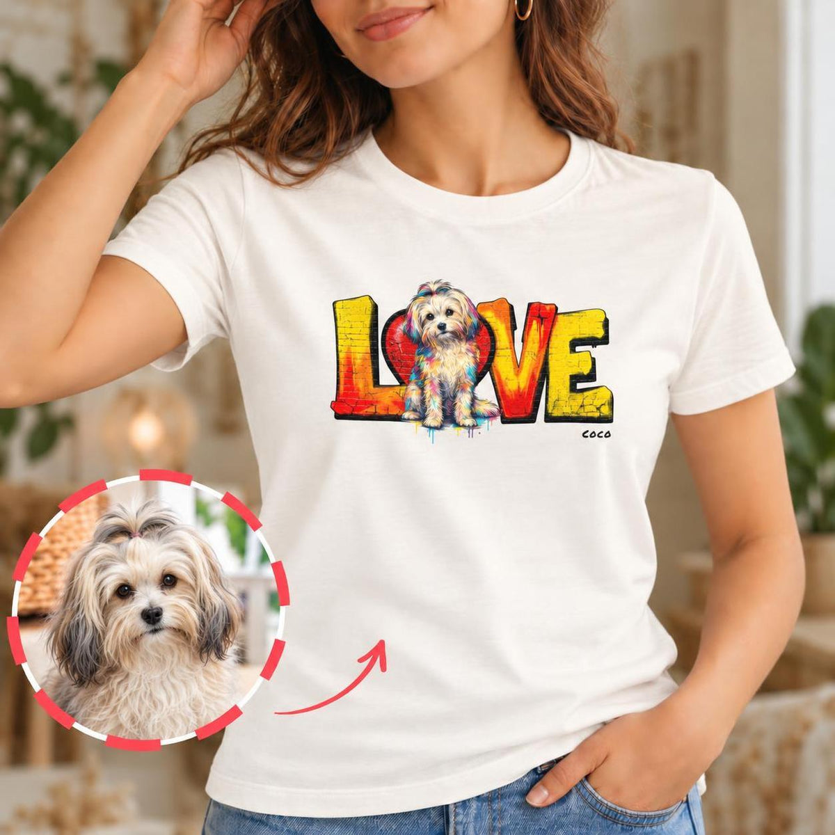 LOVE Graffiti Hunde Personalisiertes T-Shirt