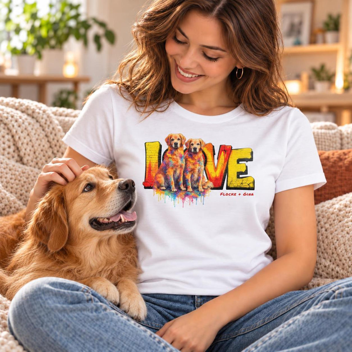 LOVE Graffiti Hunde Personalisiertes T-Shirt