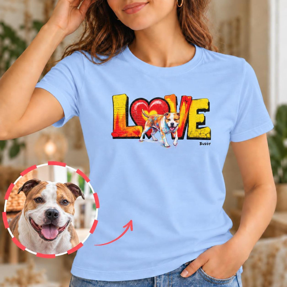 LOVE Graffiti Hunde Personalisiertes T-Shirt