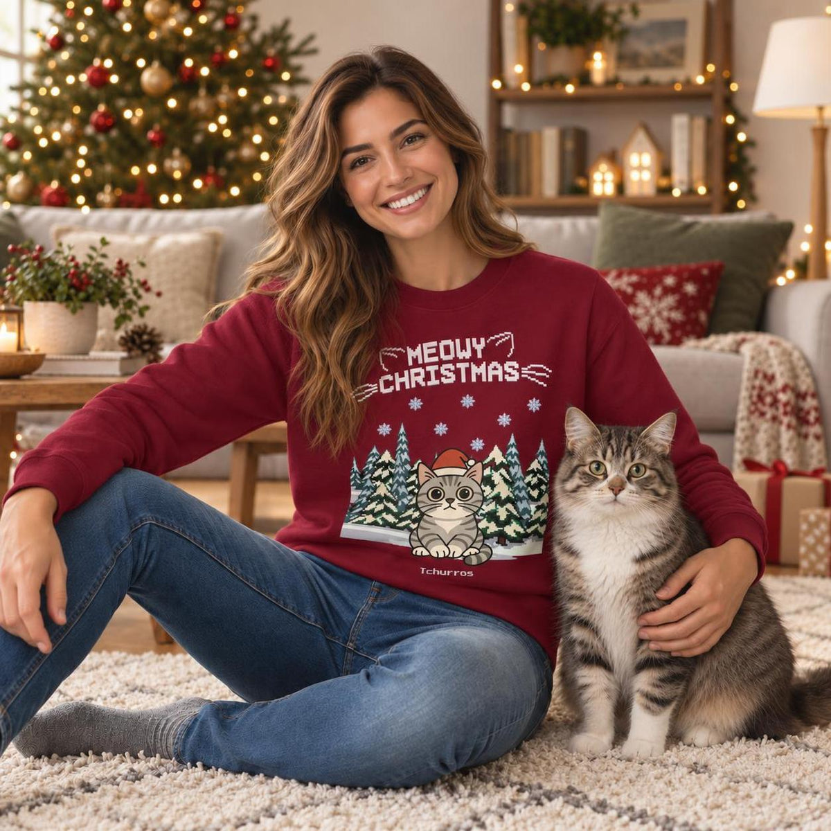 Meowy Christmas Sweatshirt - Eigene Bilder + Namen