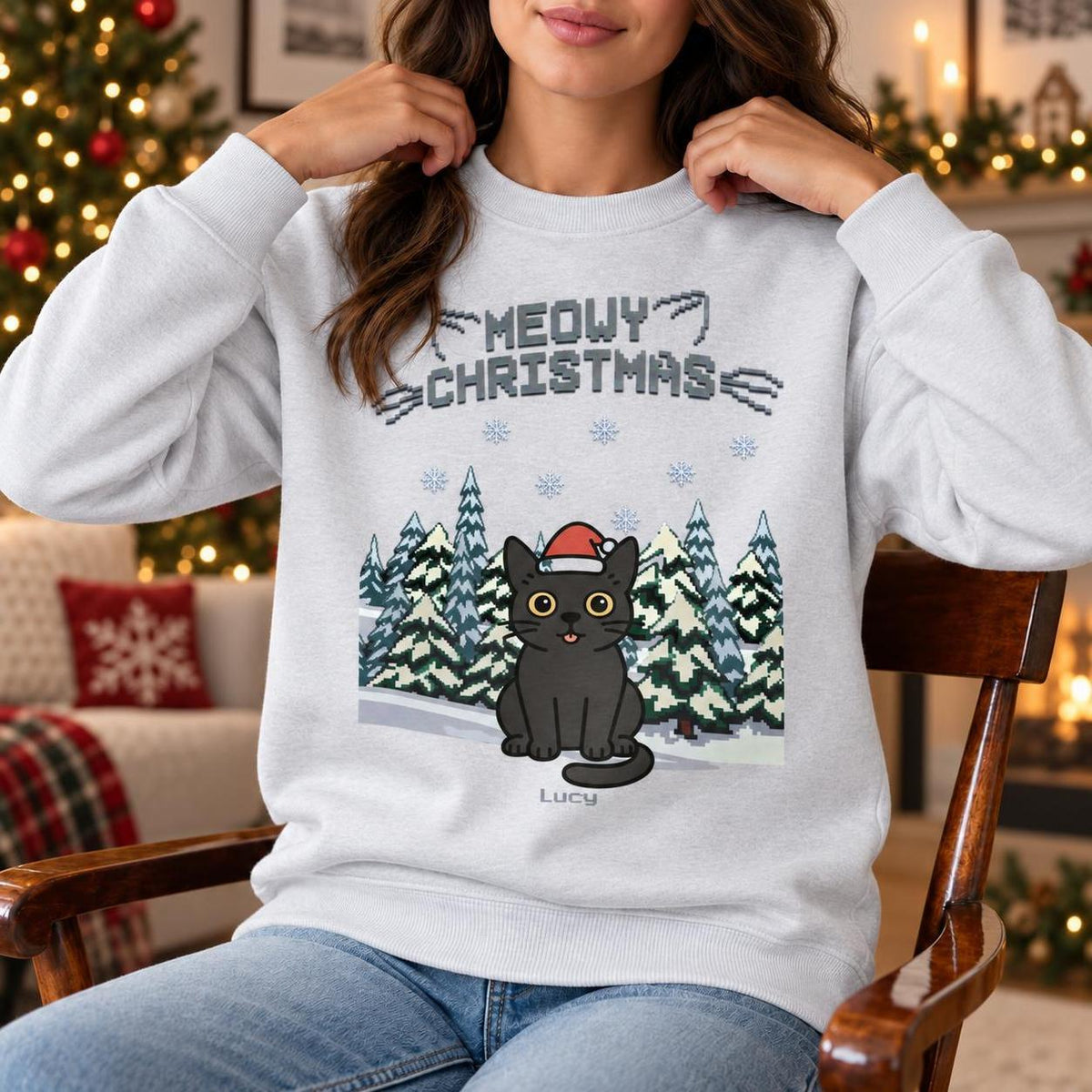 Meowy Christmas Sweatshirt - Eigene Bilder + Namen