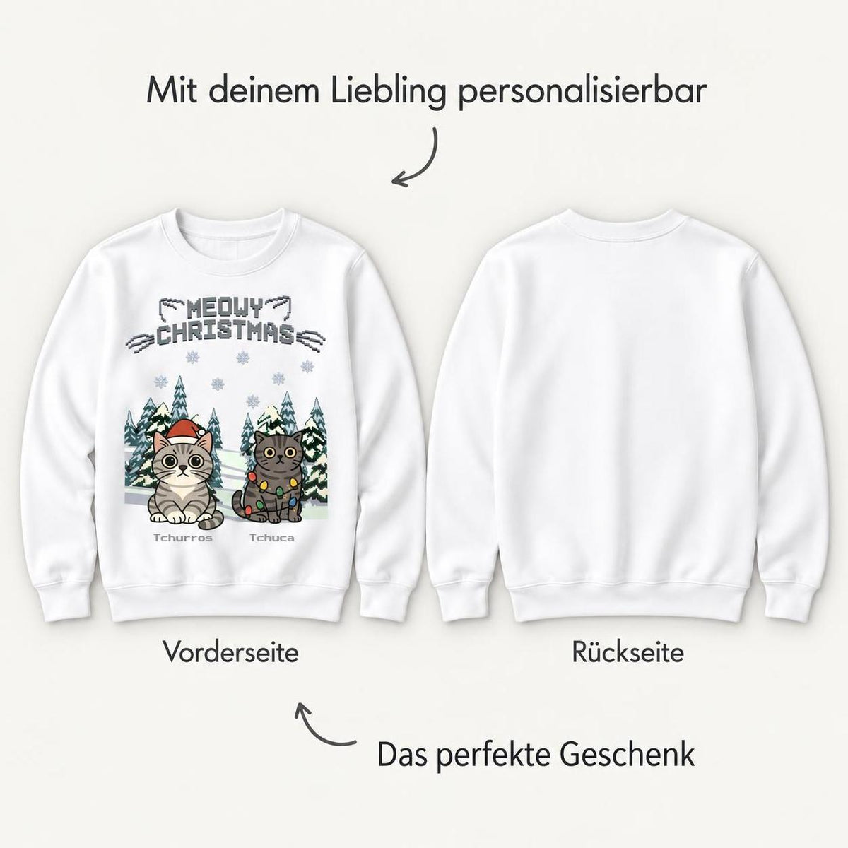 Meowy Christmas Sweatshirt - Eigene Bilder + Namen