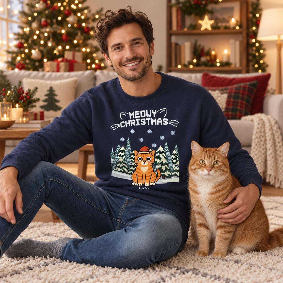 Meowy Christmas Sweatshirt - Eigene Bilder + Namen