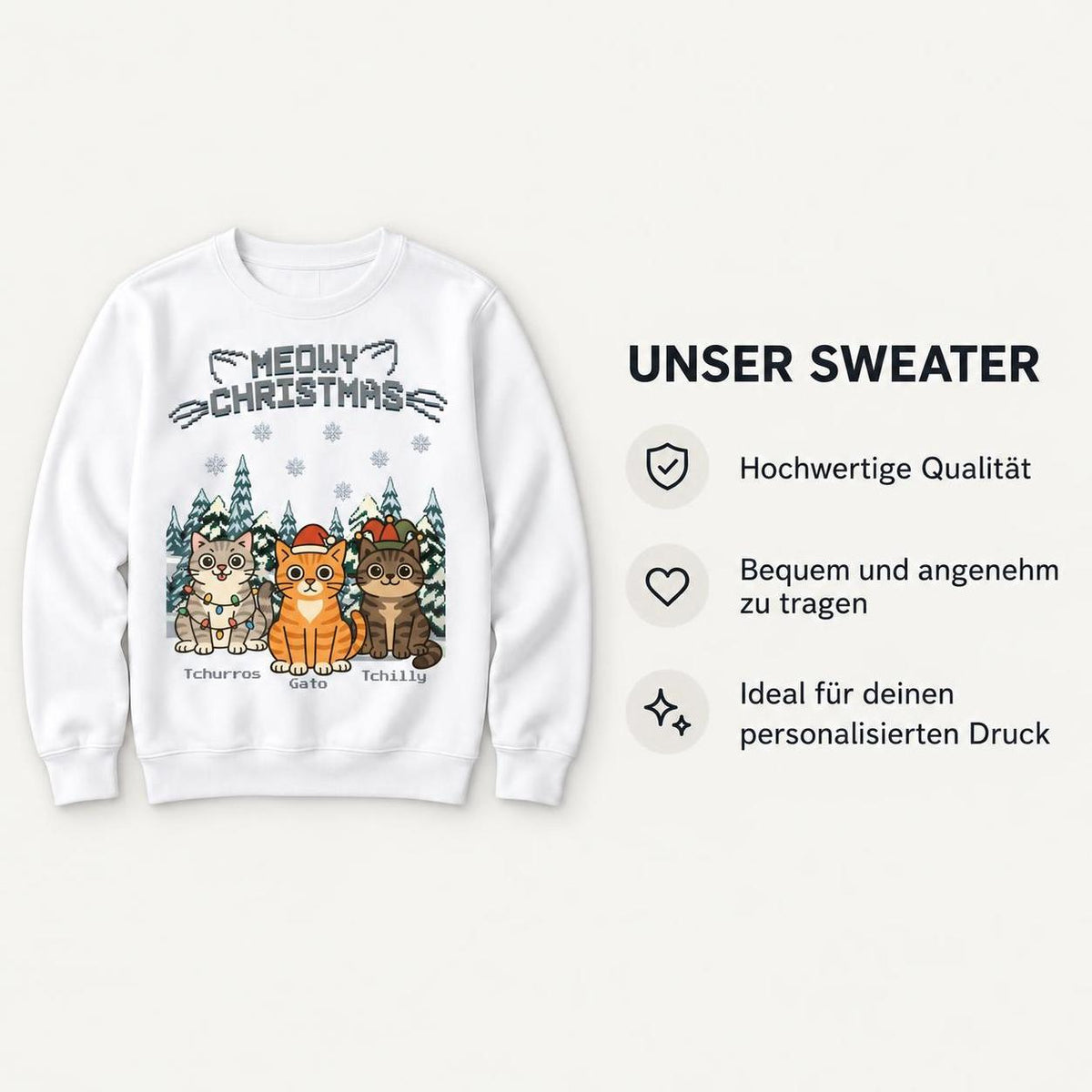 Meowy Christmas Sweatshirt - Eigene Bilder + Namen